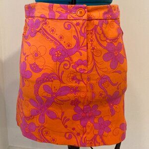 Funky Paisley & Floral Mini Skirt - Hot Pink & Orange
